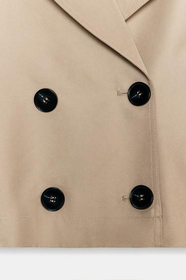 SHORT DOUBLE-BREASTED TRENCH COAT - camel by Zara - Image 4