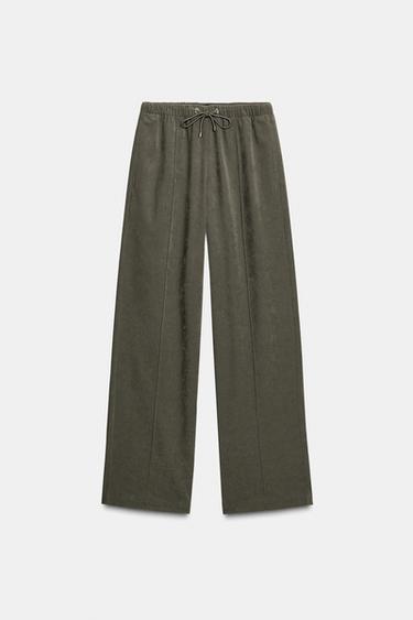 PANTALÓN ANCHO CINTURA ELÁSTICA - Khaki de Zara