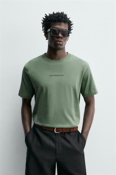 CONTRAST PRINT T-SHIRT - washed green by Zara
