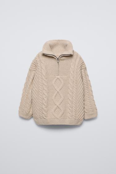 СВИТЕР С ЗАСТЕЖКОЙ-МОЛНИЕЙ — СВЕТЛО-БЕЖЕВЫЙ от Zara — изображение 0