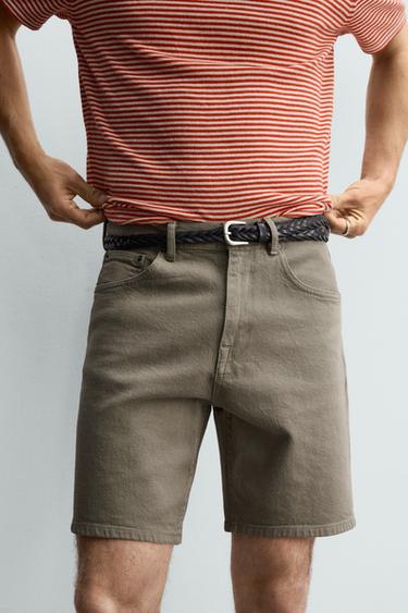 REGULAR FIT DENIM BERMUDA SHORTS - Greenish by Zara - Image 4
