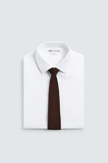 100% SILK DOTS TIE - Burgundy by Zara - Image 3