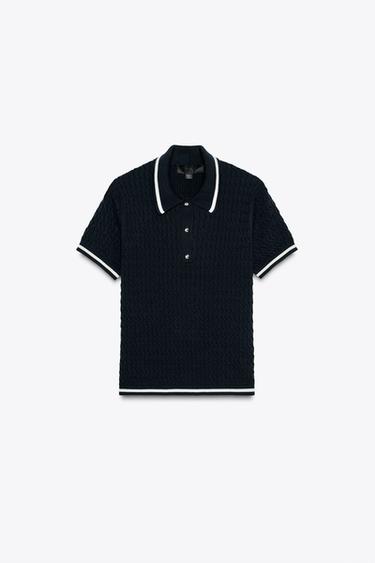 PULL POLO À TORSADES - Bleus marine / Écrus de Zara - Image 4