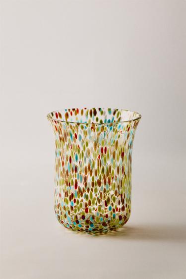 MULTICOLOURED GLASS TUMBLER - Blue green by Zara