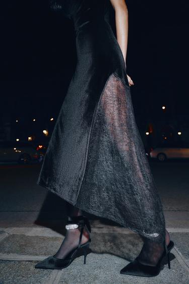 RHINESTONE SLINGBACK SHOES - Black by Zara