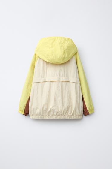 LIGHTWEIGHT COLOUR BLOCK RAINCOAT - Ecru/Yellow by Zara - Image 1