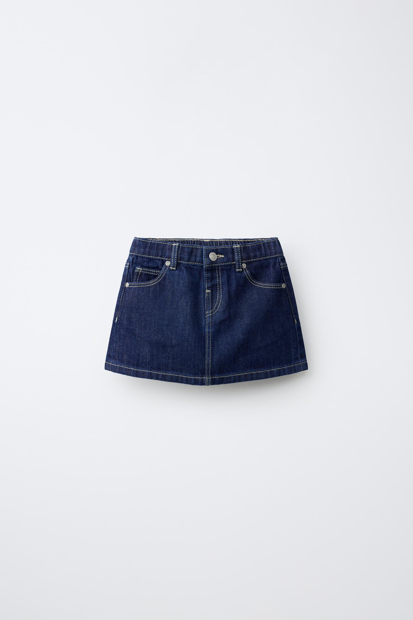 Детская юбка Zara Fruit OF the Loom™ Embroidered Denim Skirt, цвет: Синий