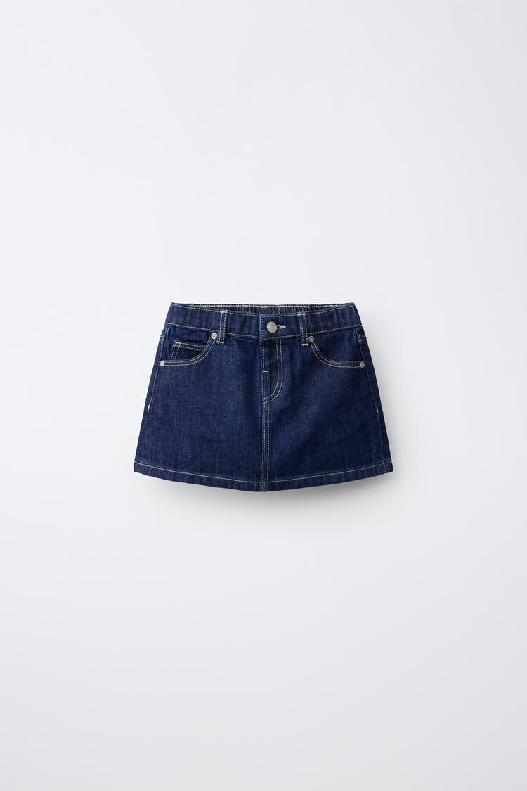 FRUIT OF THE LOOM™ EMBROIDERED DENIM SKIRT — Blue