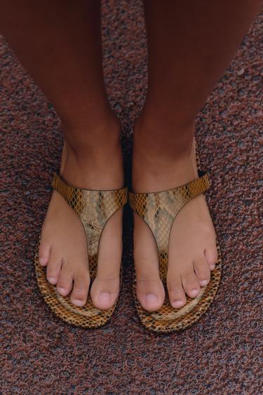Zara ANIMAL PRINT SANDALS - Snake