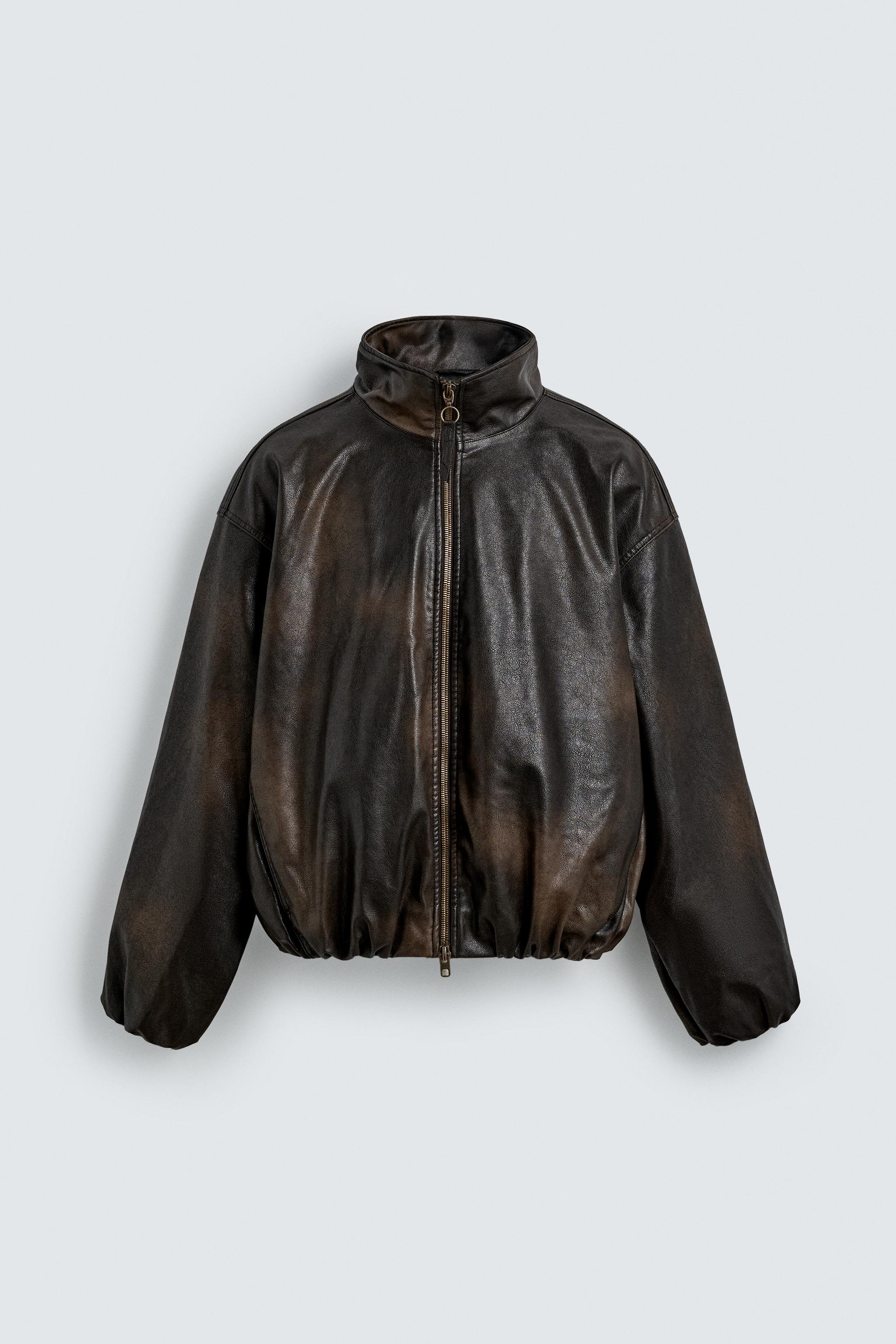 WASHED FAUX LEATHER JACKET
