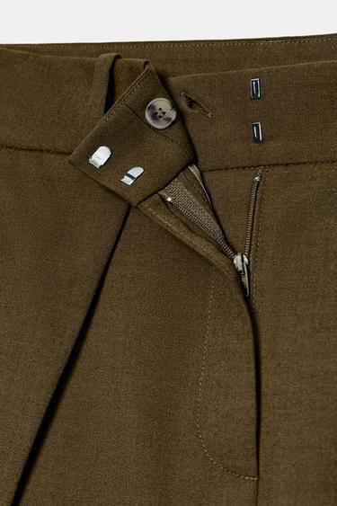 ZW COLLECTION VOLUME TROUSERS WITH DARTS - Olive green by Zara - Image 8