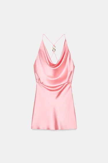 VESTIDO MINI SATINADO - Rosado oscuro de Zara
