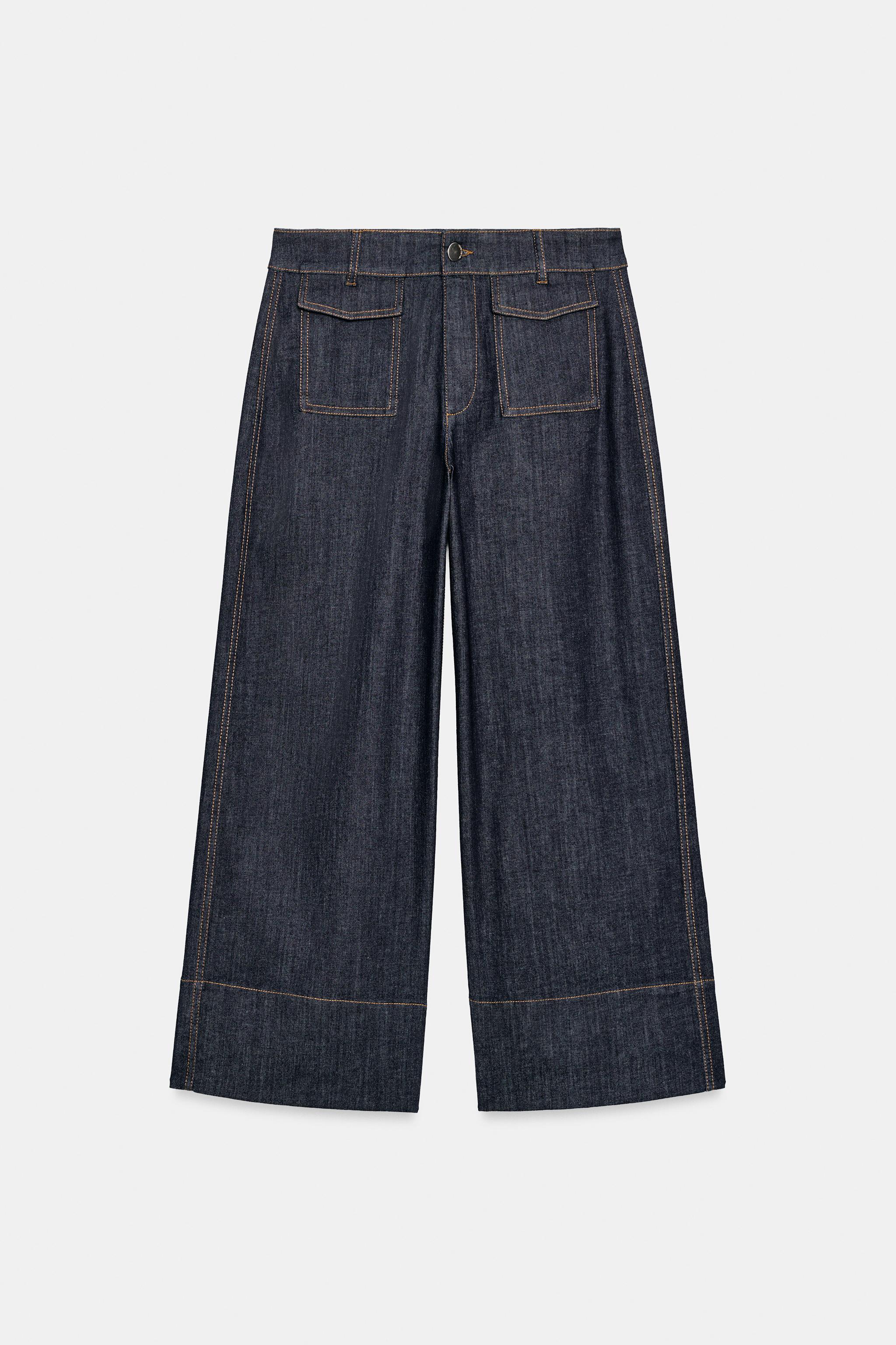 Z1975 CULOTTES DENIM TROUSERS - Blue | ZARA New Zealand