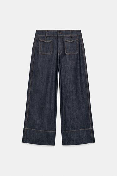 PANTALON Z1975 CULOTTE DENIM - Azul de Zara - Imagen 0