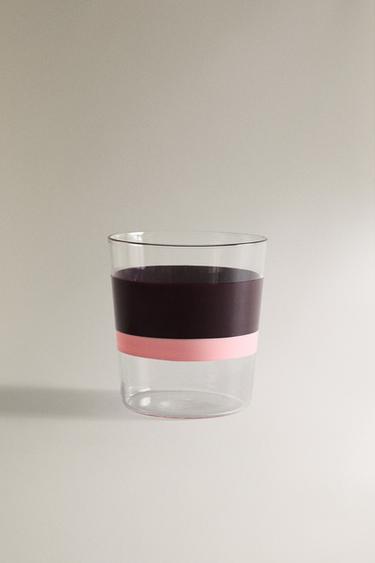 BOROSILICATE TUMBLER WITH STRIPES X COLLAGERIE - Pink by Zara