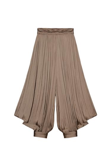 ZW COLLECTION PLEATED VOLUME TROUSERS - Brown by Zara