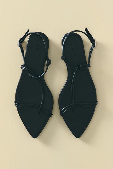 STRAPPY LEATHER SANDALS - Black by Zara - Image 6