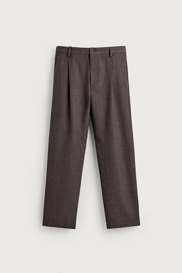 PANTALÓN CON LANA PLIEGUES - Gris topo de Zara