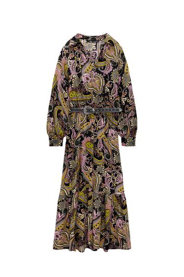 PRINTED DRESS WITH BELT