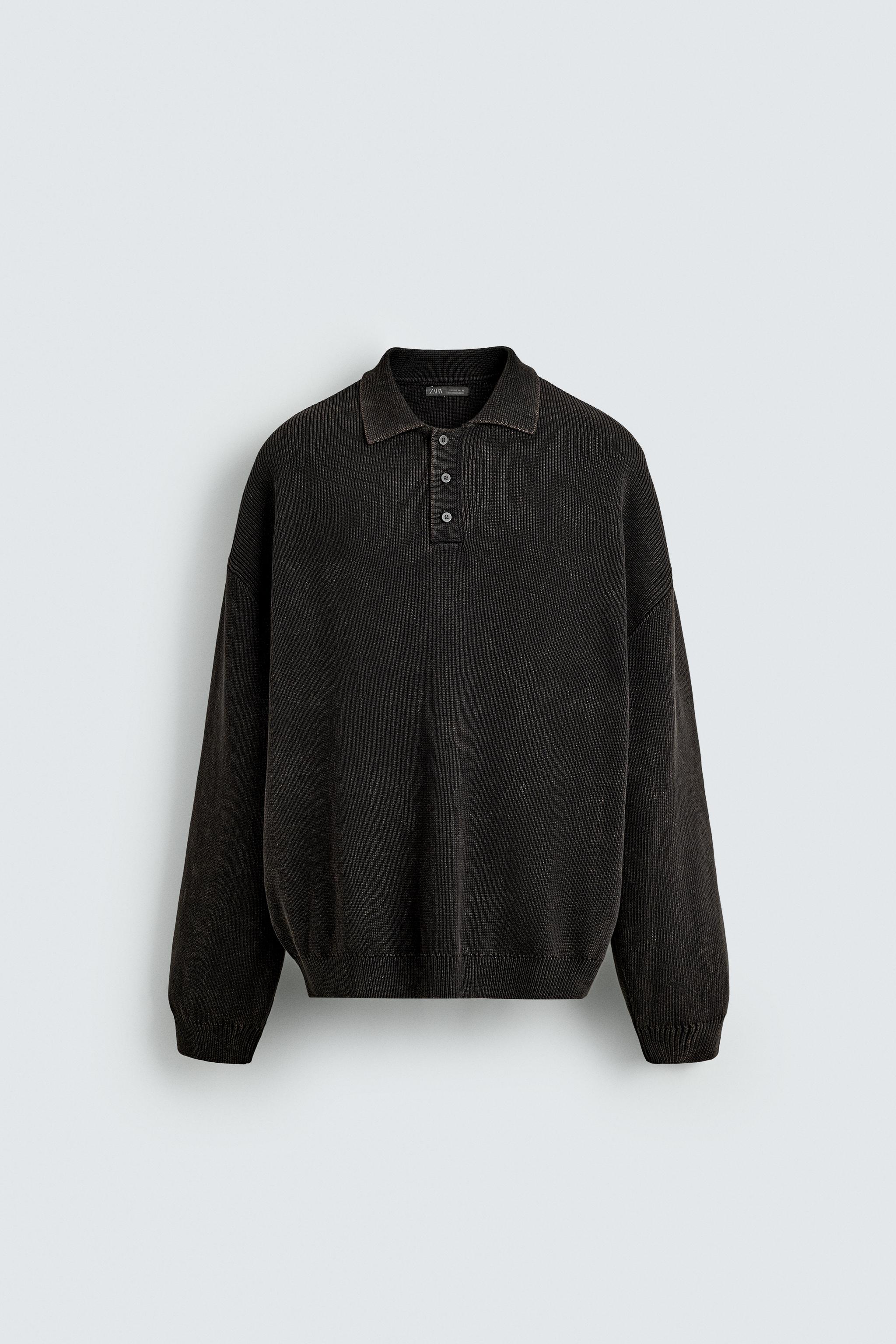 WASHED KNIT POLO SHIRT - Brown | ZARA United States