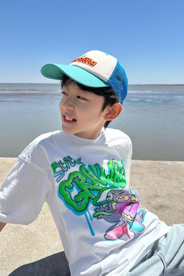 Zara RAISED TEXT TRUCKER HAT - Turquoise