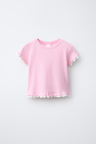 CAMISETA RIB DOBLE ACABADO - Rosa de Zara