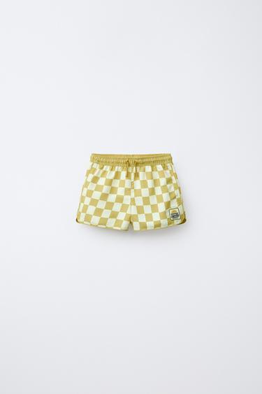 2-6 ANS/ SHORT DE BAIN À CARREAUX DAMIER - Jaune de Zara