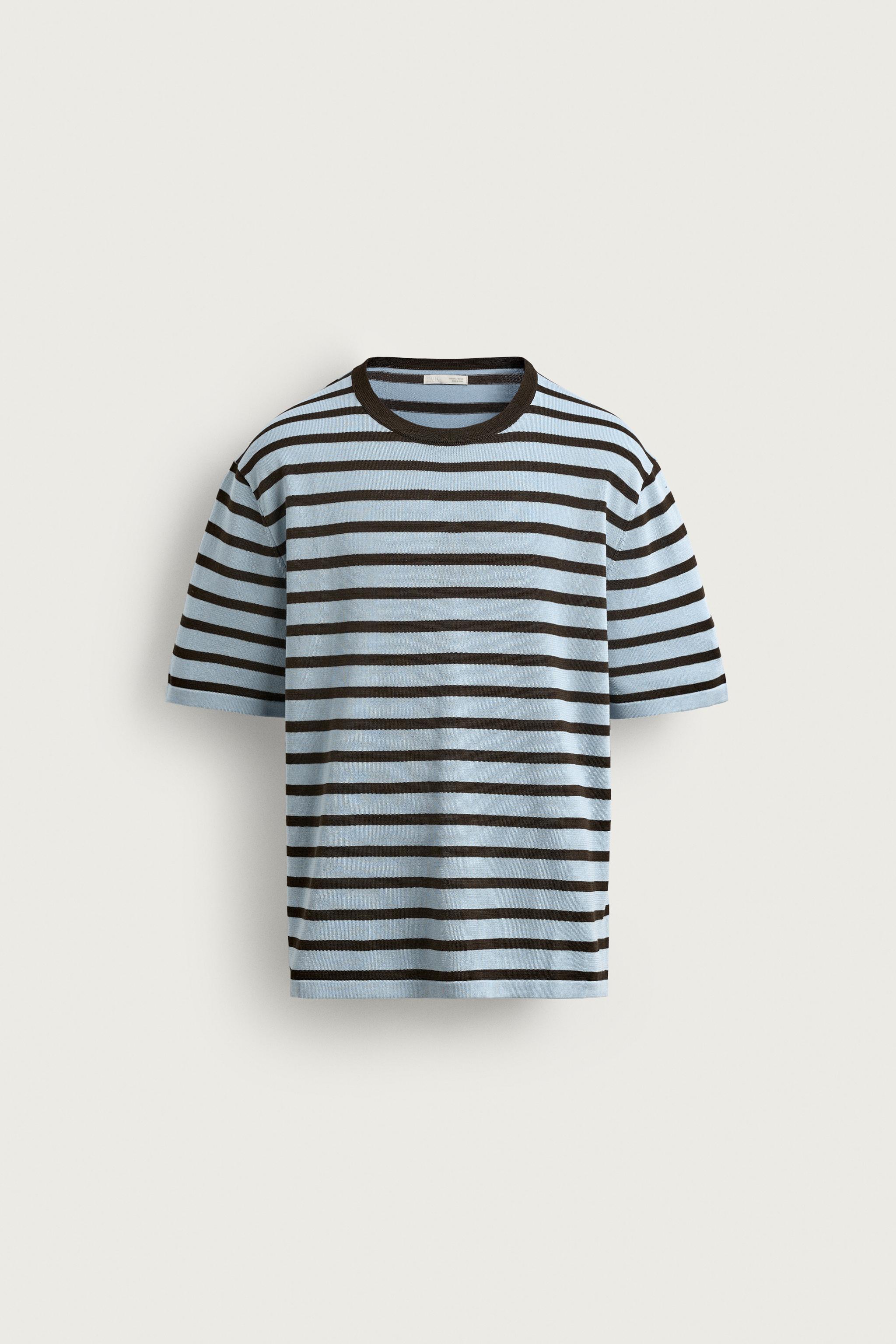 STRIPED COTTON KNIT T-SHIRT — Brown Stripes