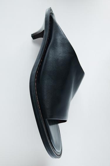 LEATHER MULE SANDALS - Black by Zara