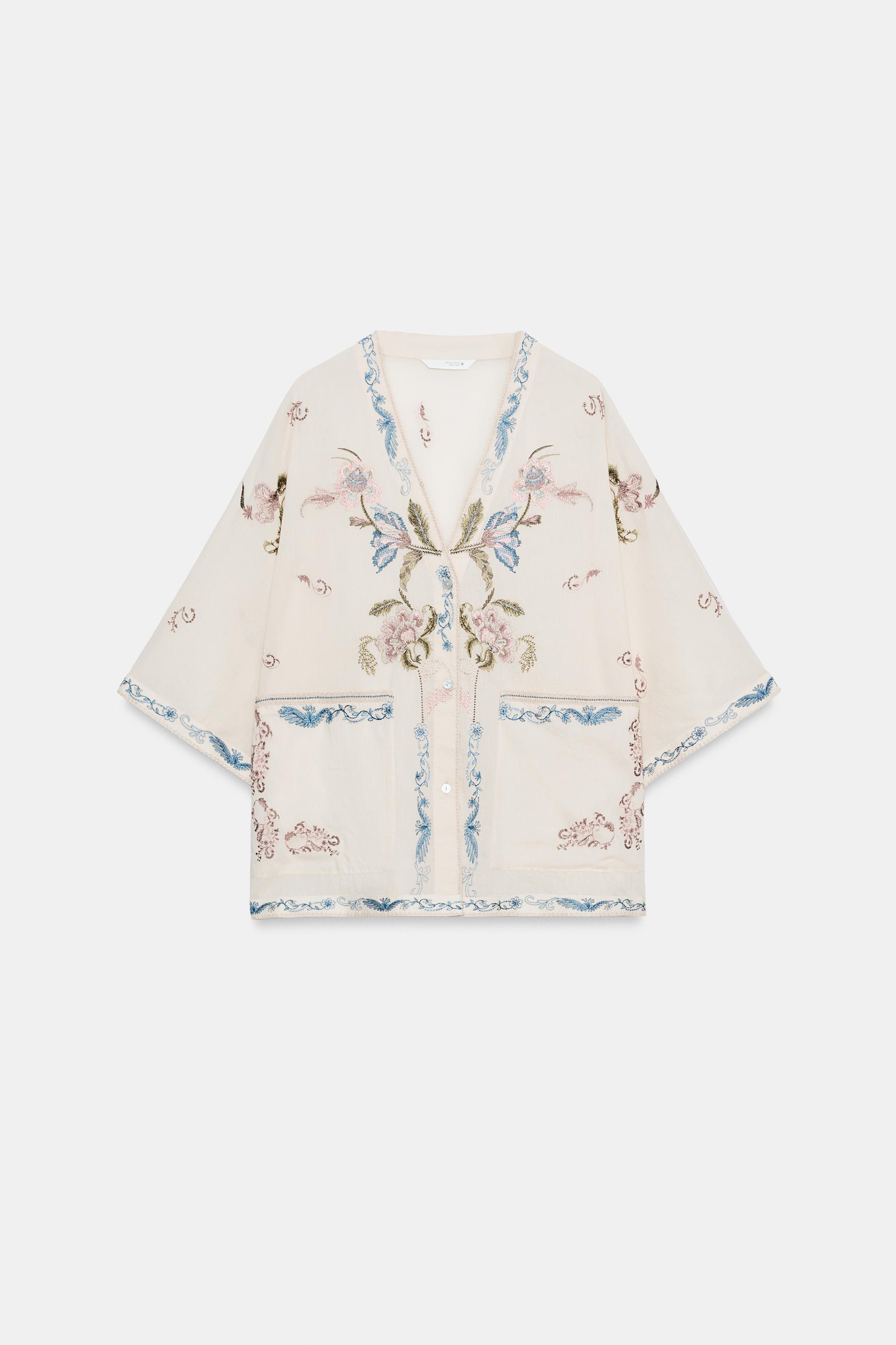 ZW COLLECTION EMBROIDERED SHIRT - Ecru | ZARA United States