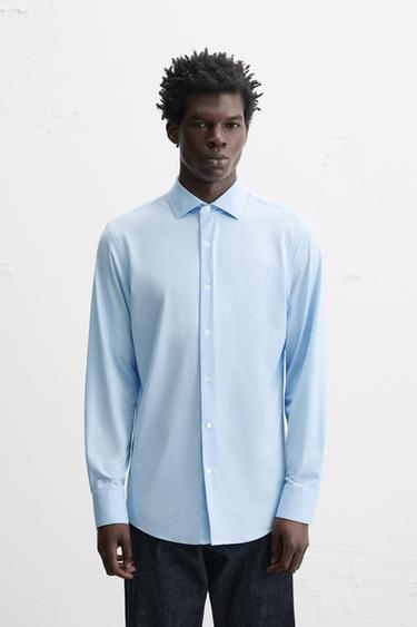 CAMISA ELÁSTICA ESTRUCTURA - Celeste de Zara