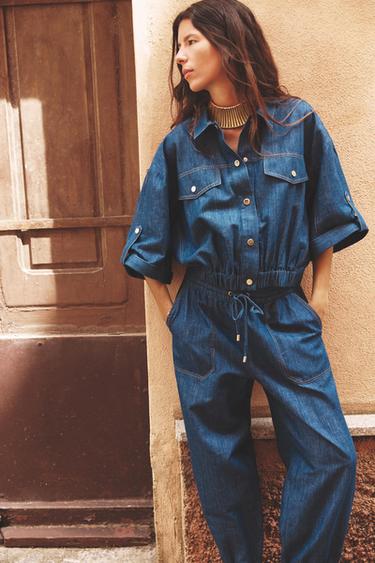 LINEN BLEND JACKET WITH TURN-UP SLEEVES - Indigo by Zara