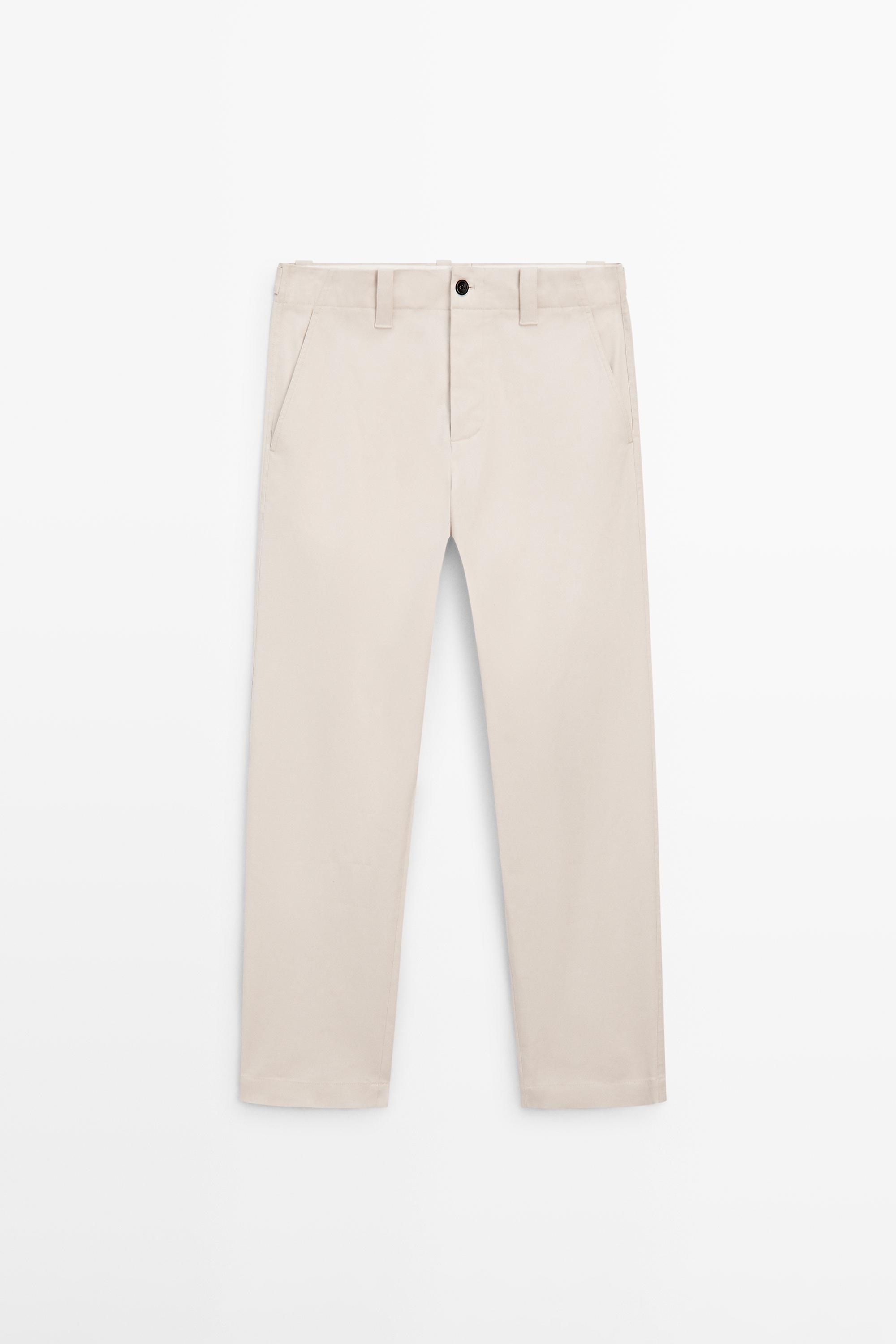Cotton blend pants with waist detail