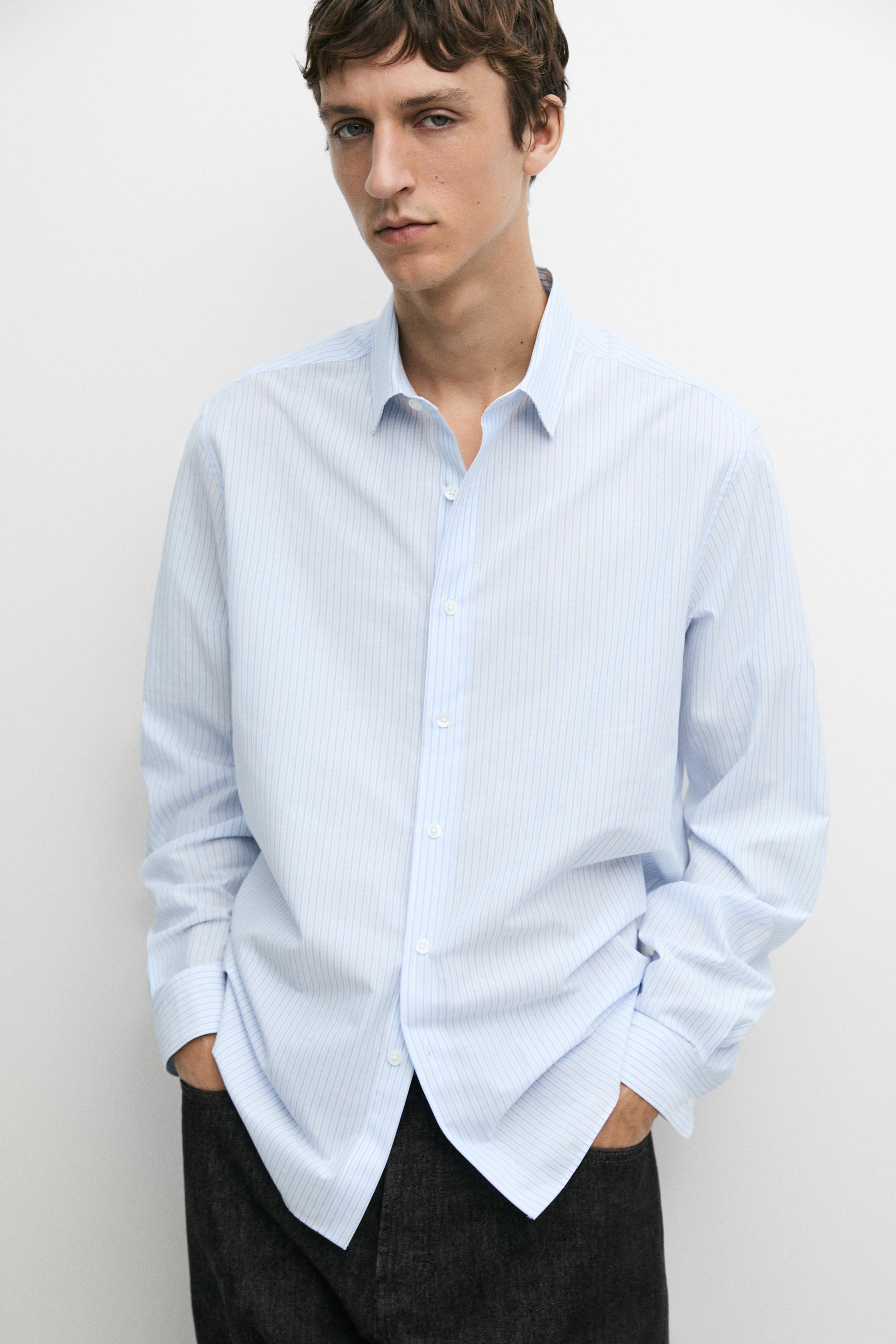 100% cotton regular fit striped shirt