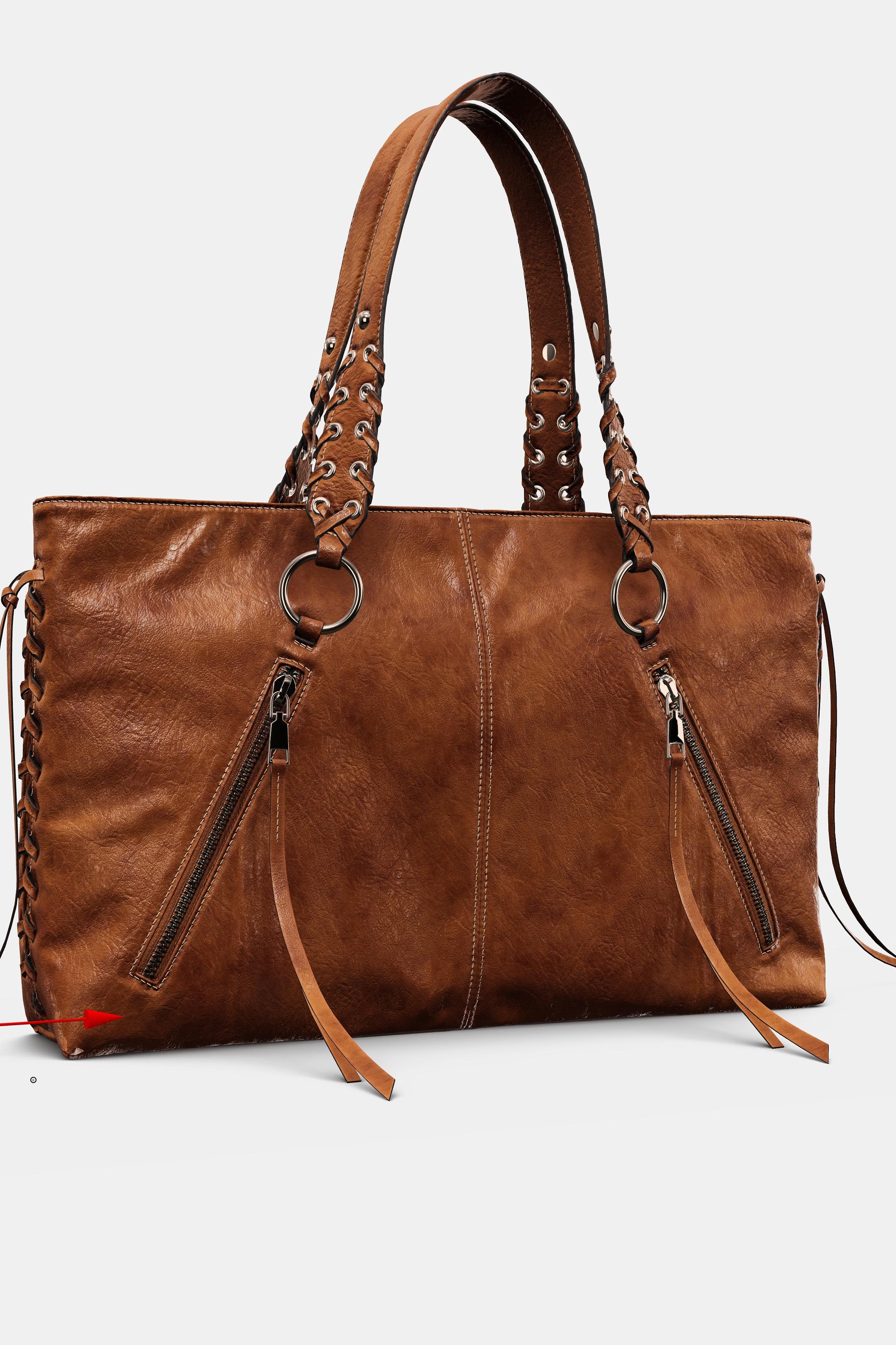 FRINGED SHOPPER - Dark tan by Zara