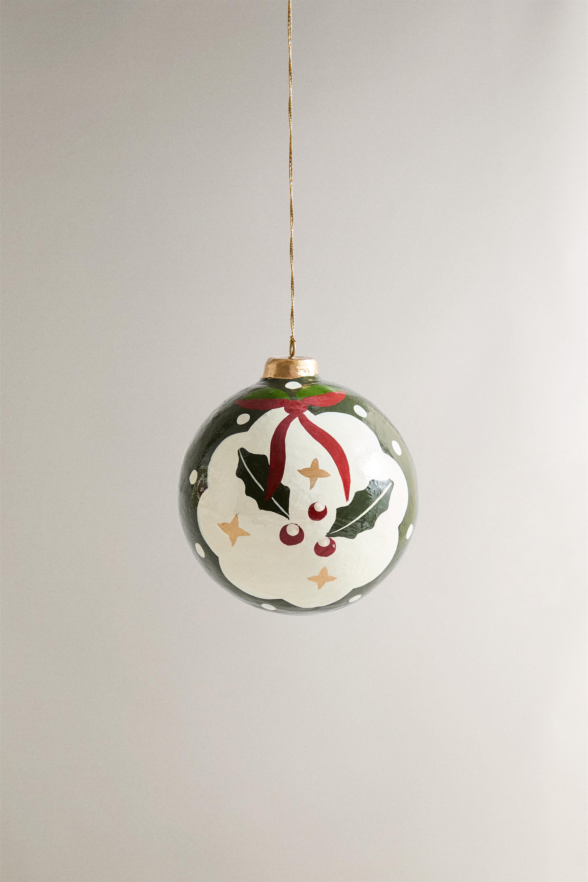 PAPER HOLLY BALL CHRISTMAS TREE ORNAMENT