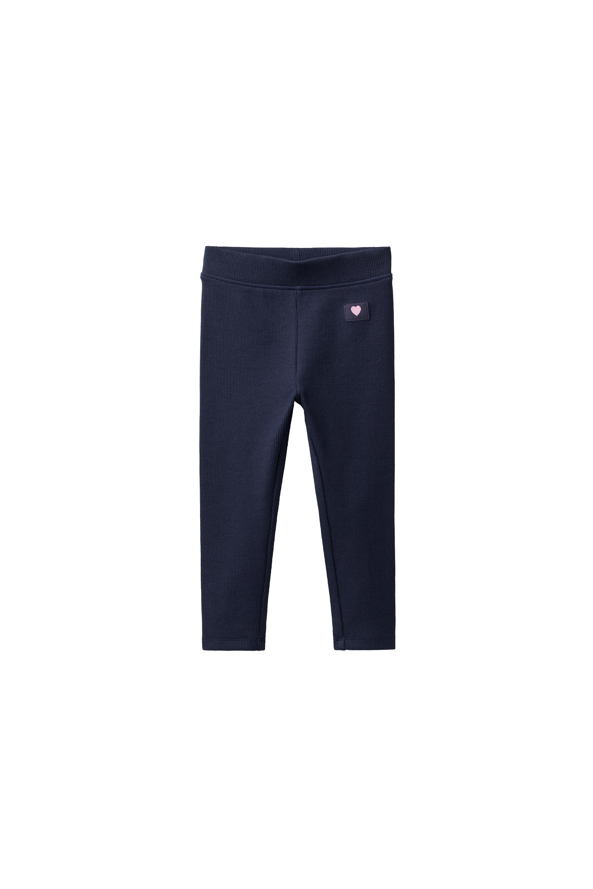 LABEL DETAIL RIBBED LEGGINGS — Navy blue