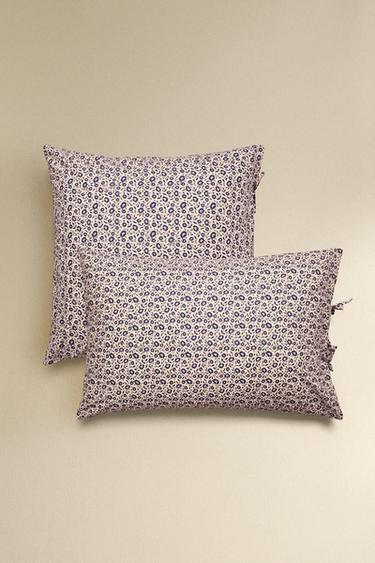CHILDREN'S FLORAL COTTON PILLOWCASE - Navy blue by Zara - Image 0