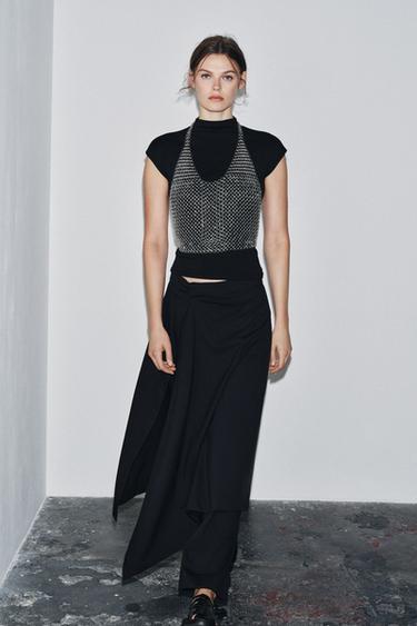 Zara HIGH NECK TOP - Black