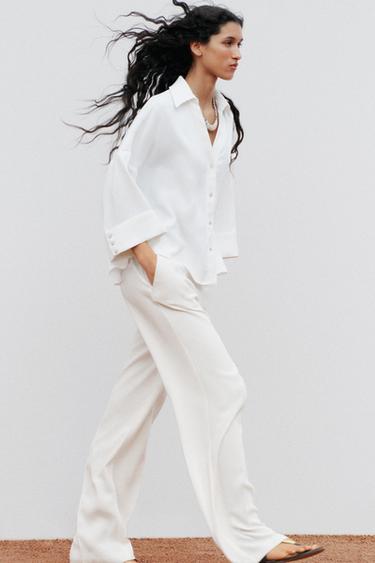 WIDE-SLEEVED POPLIN SHIRT - White by Zara - Image 2