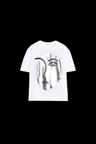 Zara METALLIC GRAPHIC T-SHIRT - White - Image 0