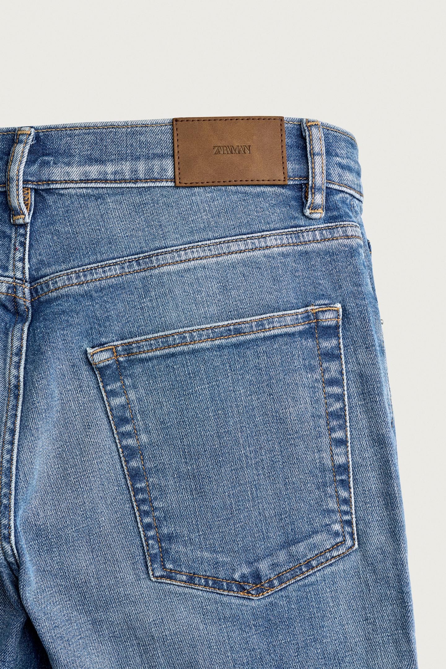 Мужские джинсы Zara Basic Slim Fit, цвет: Синий — фото 10