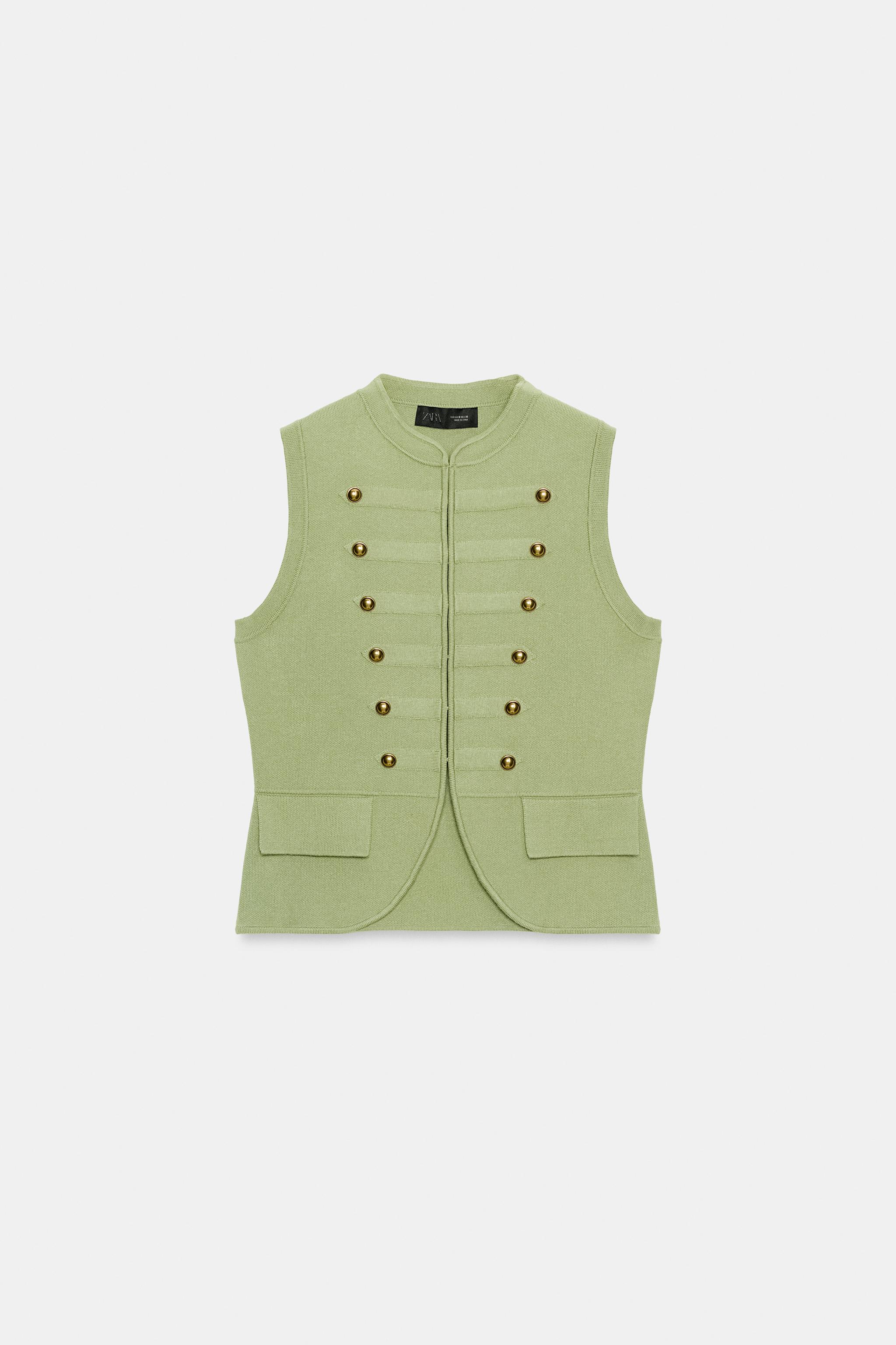 KNIT VEST WITH BUTTON DETAILS - Khaki | ZARA United States