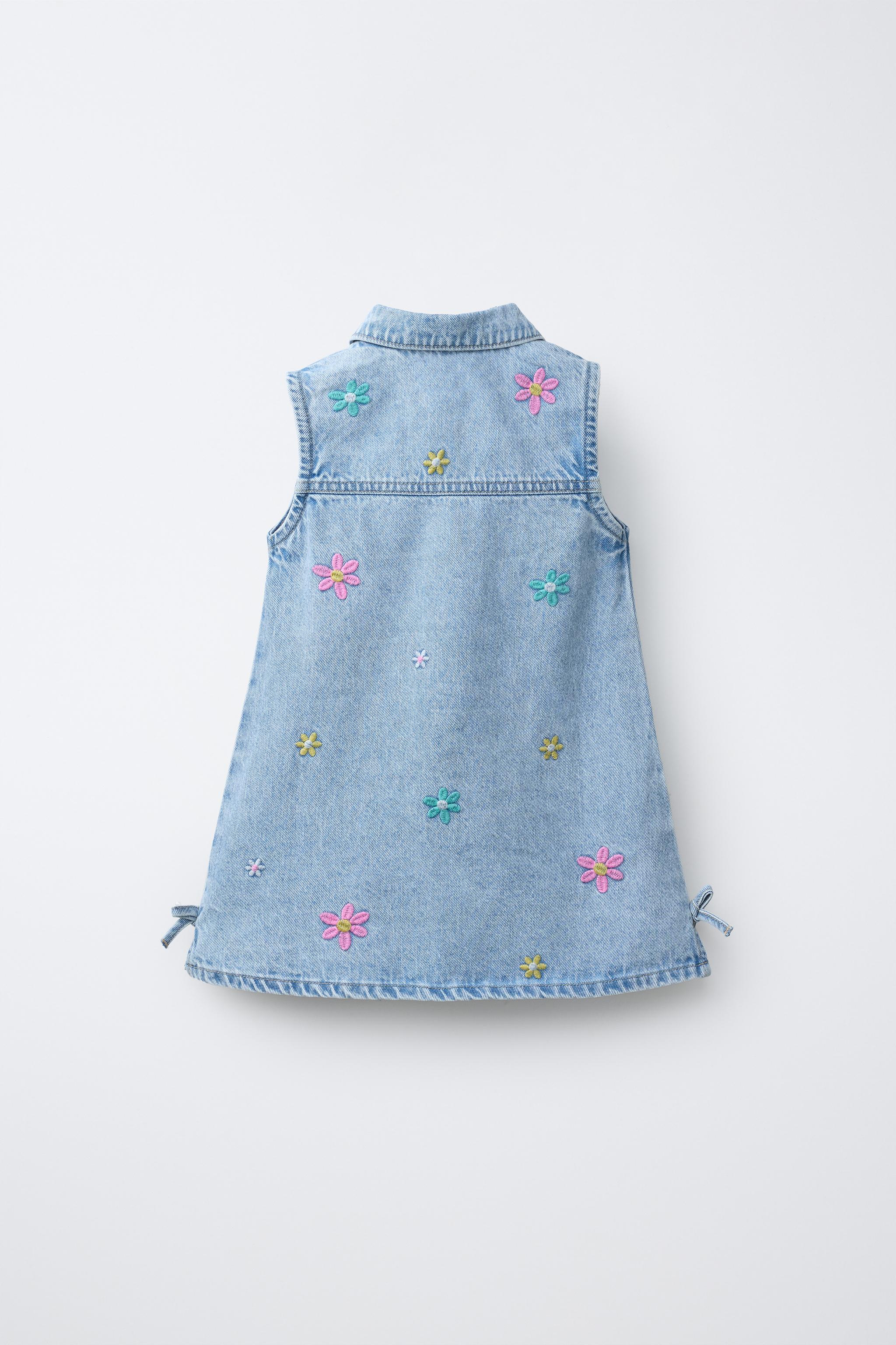EMBROIDERED FLORAL DENIM DRESS - Blue | ZARA United States EMBROIDERED FLORAL DENIM DRESS - Blue | ZARA United States