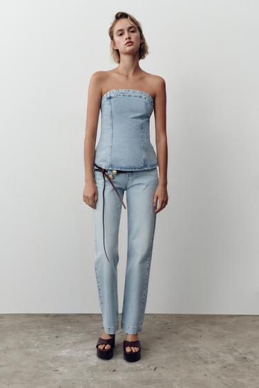JEANS Z1975 STRAIGHT MID-WAIST FULL LENGTH - Light blue by Zara