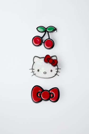 Zara PACK OF THREE HELLO KITTY © SANRIO HAIR CLIPS - Red