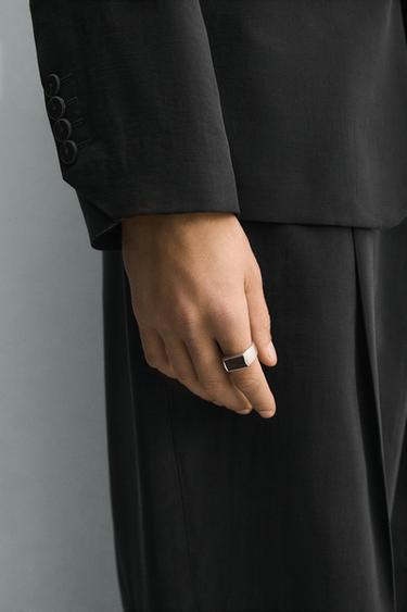 STONE SIGNET RING - Silver by Zara - Image 1