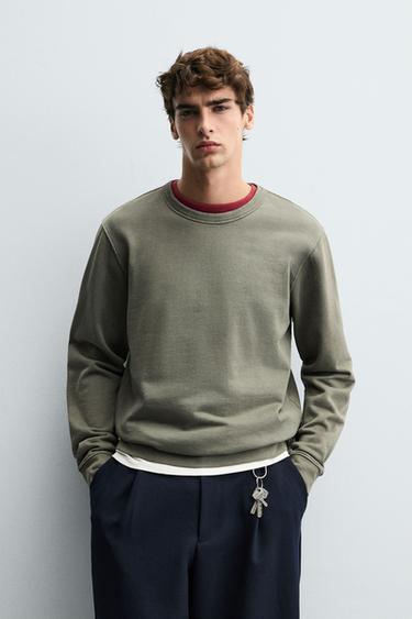BASIC CREW NECK SWEATSHIRT - Light green by Zara