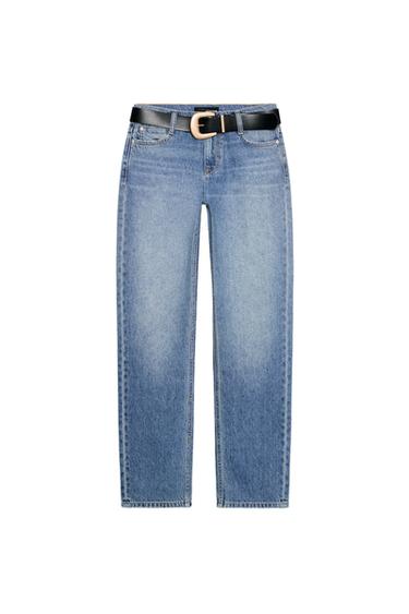Z1975 SLIM FIT MID-WAIST JEANS WITH BELT - Mid-blue by Zara