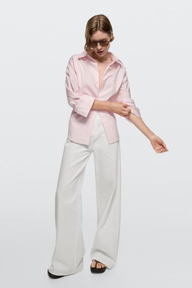 Zara High-waist wide-leg jeans - Oyster-white - Image 0